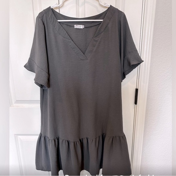 Aoulaydo Summer dress, swimsuit beach coverup, Tunic size L gray loose flowing - Picture 2 of 4